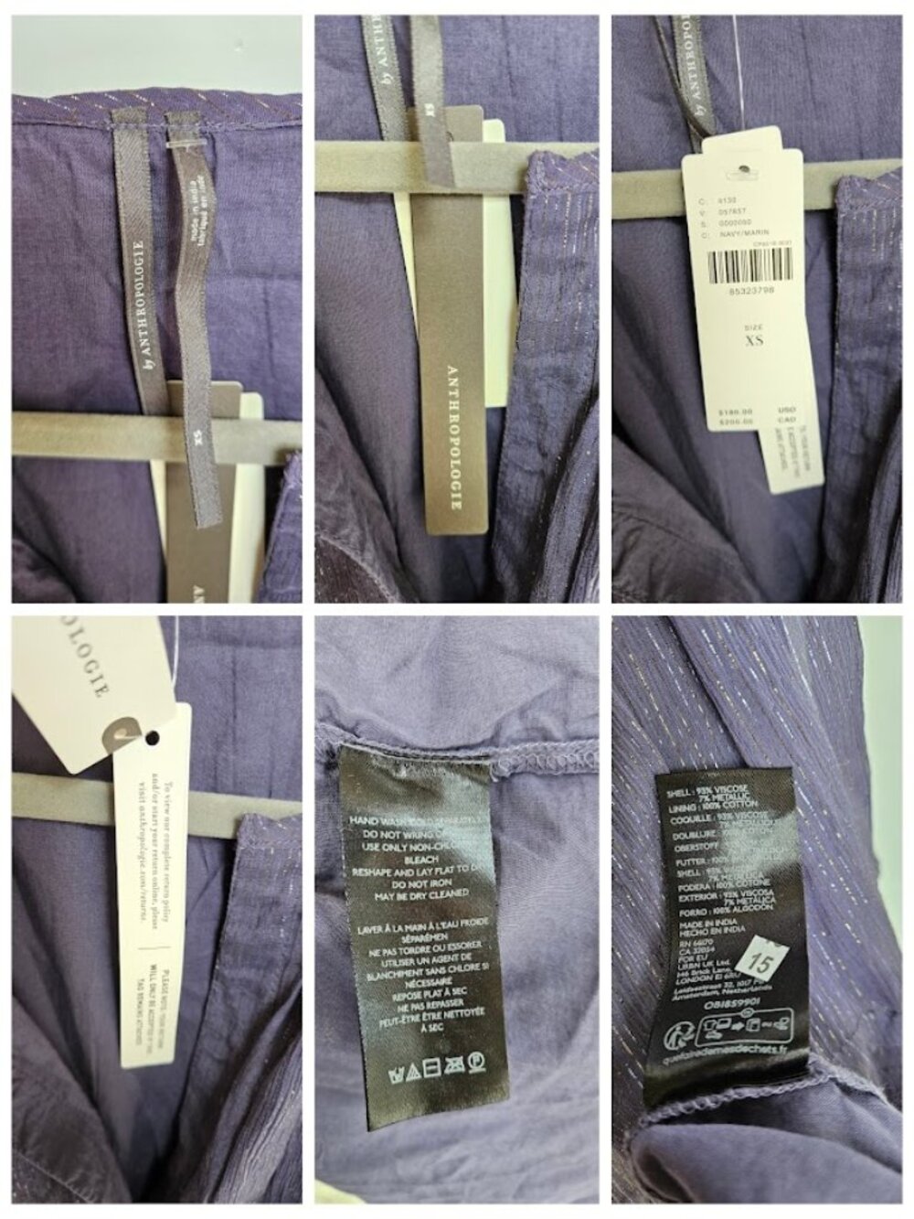NWT Anthropologie The Somerset Maxi Dress Lurex Edition Purple Metallic XS - Picture 11 of 14